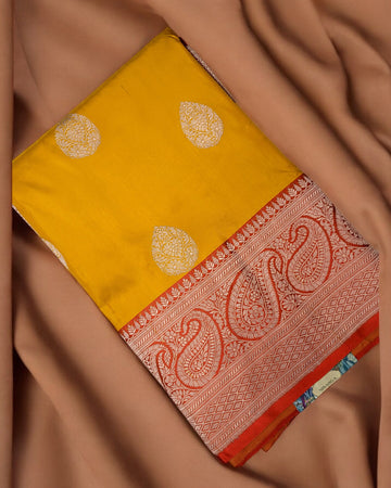 Yellow Katan Banarasi Saree
