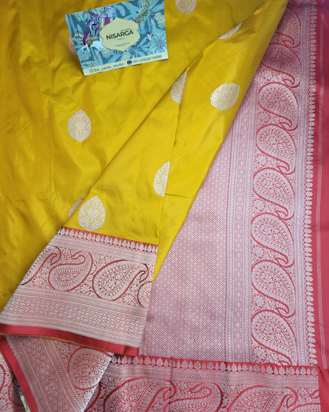 Yellow Katan Banarasi Saree