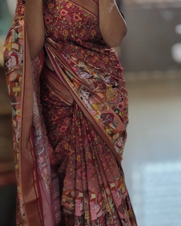 Maroon Smita Muslin Saree