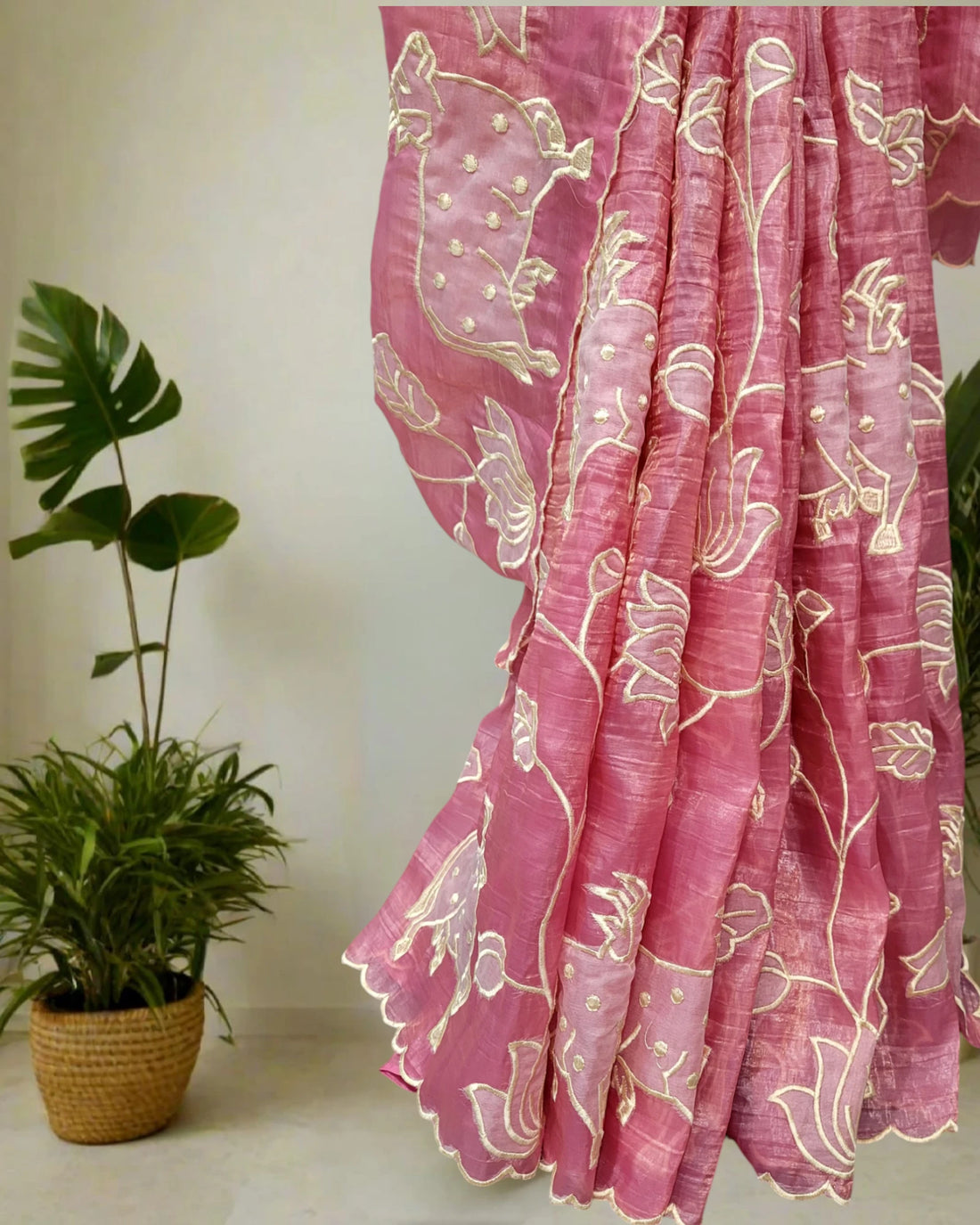 Pink Tarini Saree (Lotus Embriodery Blouse)
