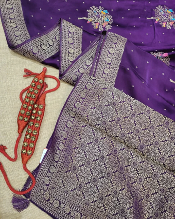 Purple Nidhi Banarasi Satin Saree