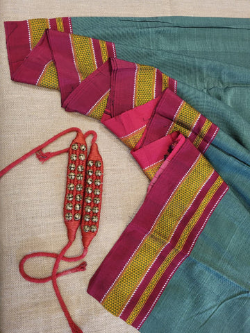 Teal Ilkal Cotton Saree SilkPallu