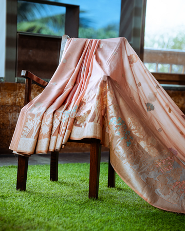 Peach Bhavna Banarasi Organza Saree