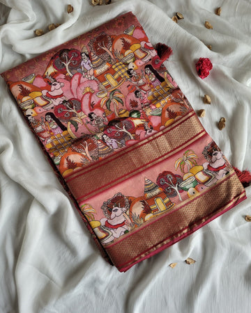 Pink Smita Muslin Saree