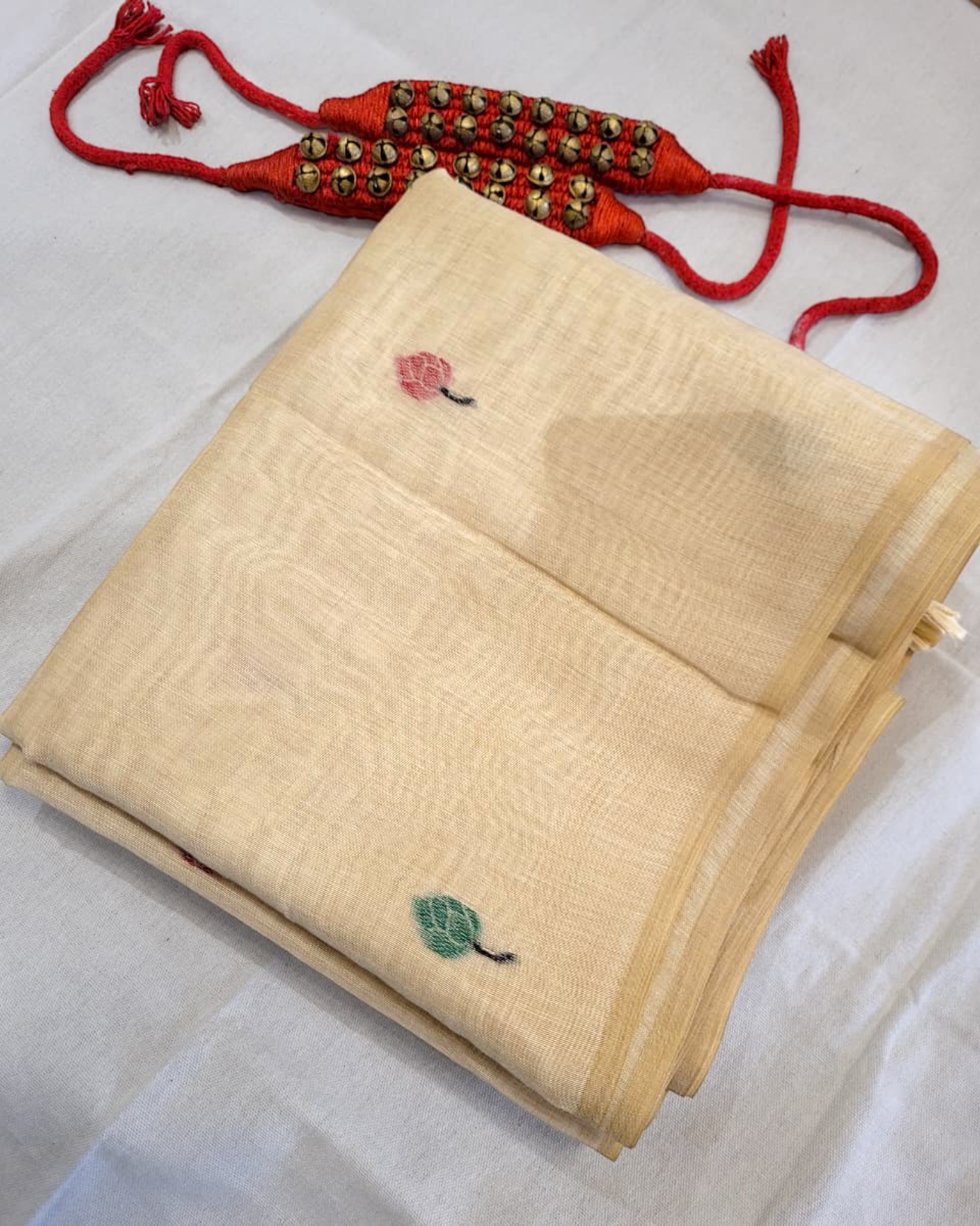 Cream Muga Cotton saree