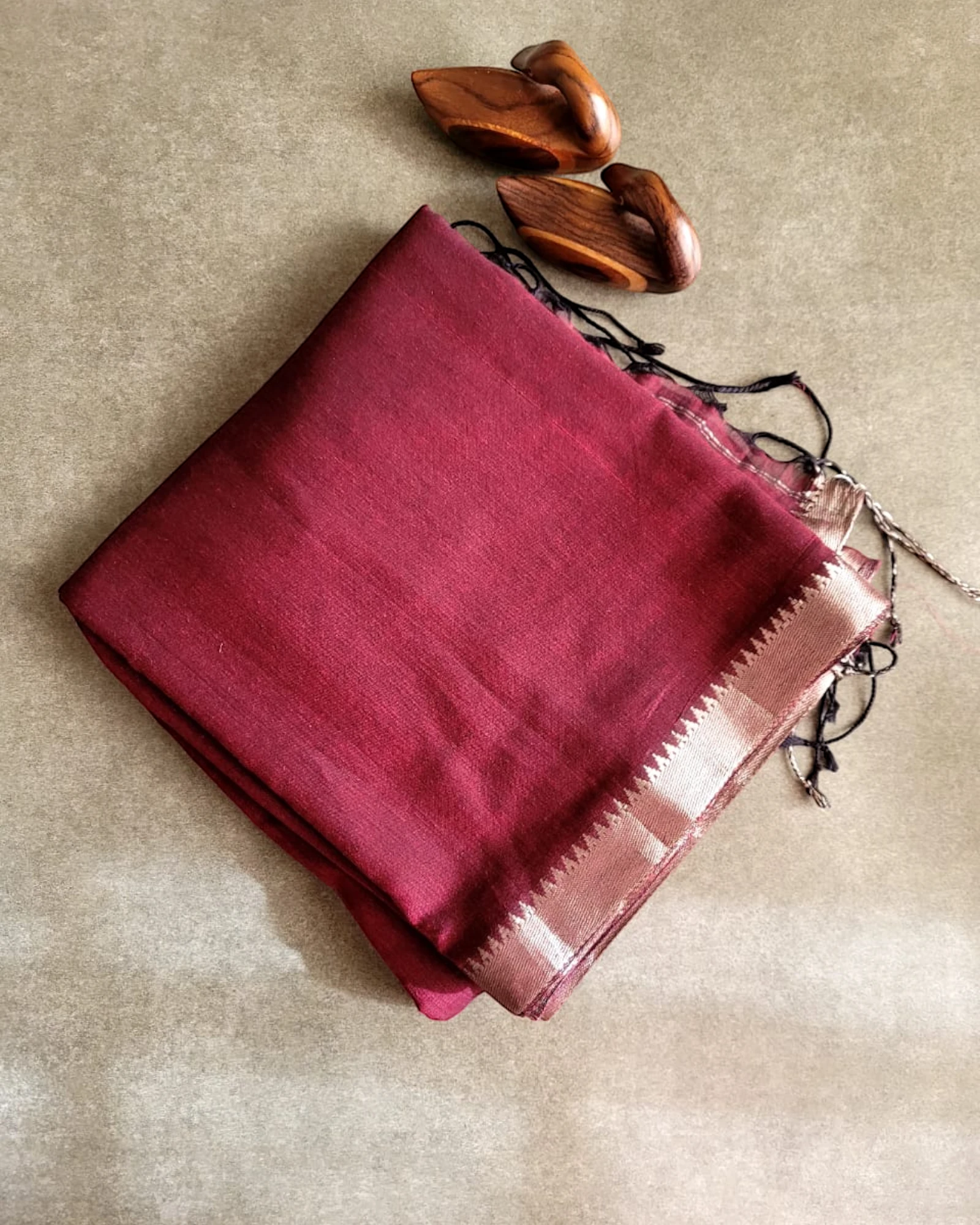Brown Mangalgiri Mul Saree
