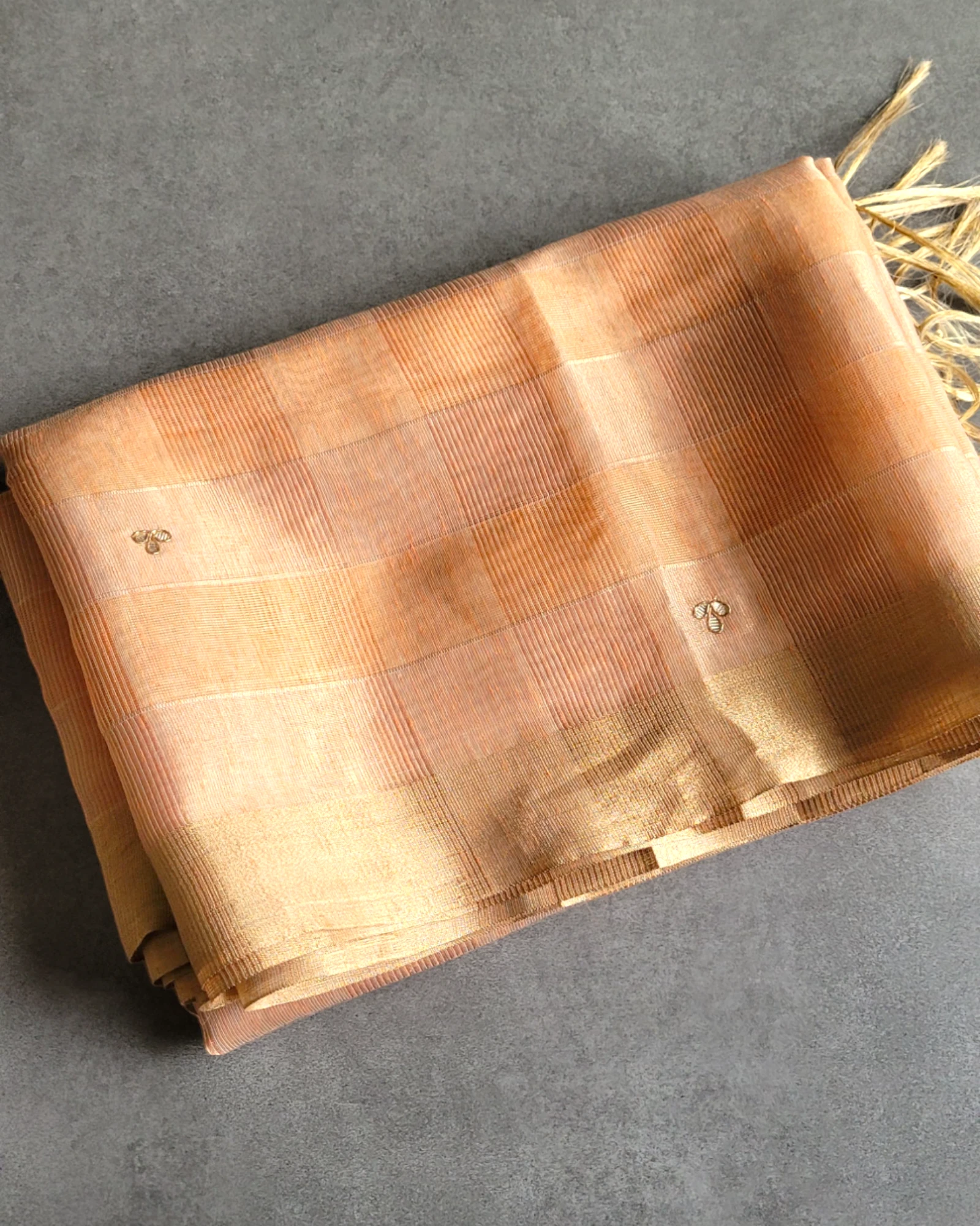 Cream Chandani Linen Saree