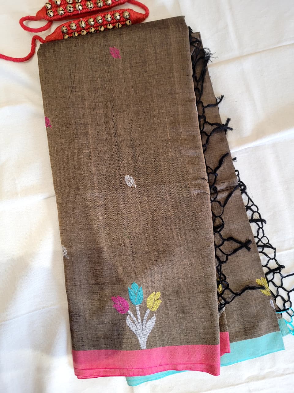 Brown Cotton Jamdani Saree CS002