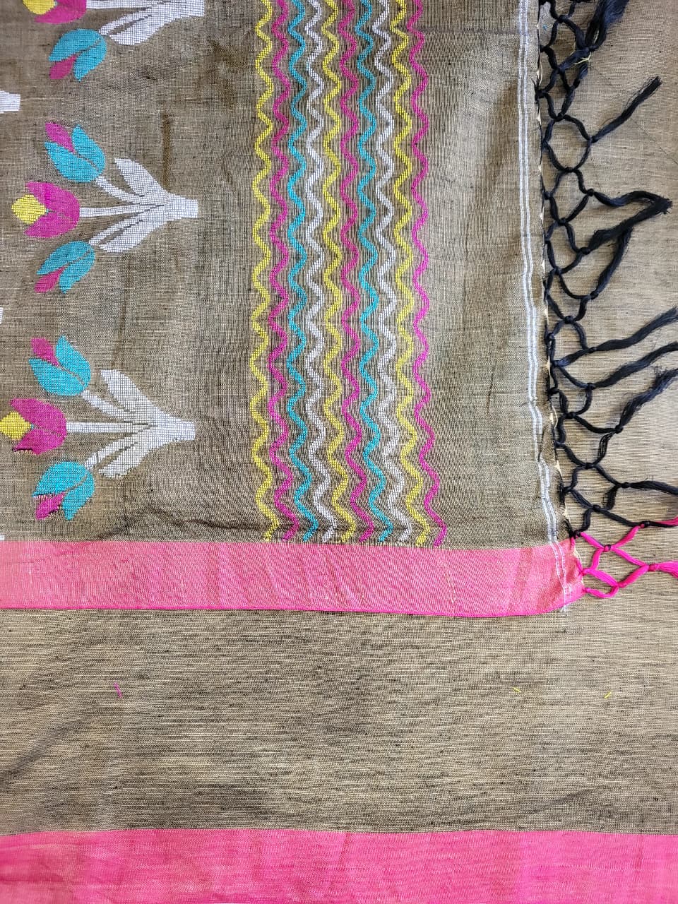 Brown Cotton Jamdani Saree CS002