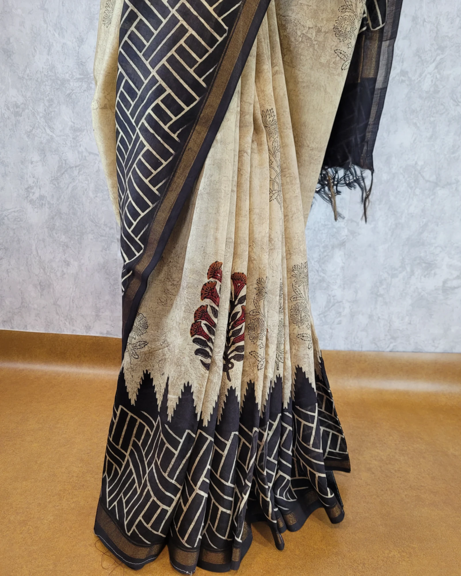 Cream Latika Chanderi Saree