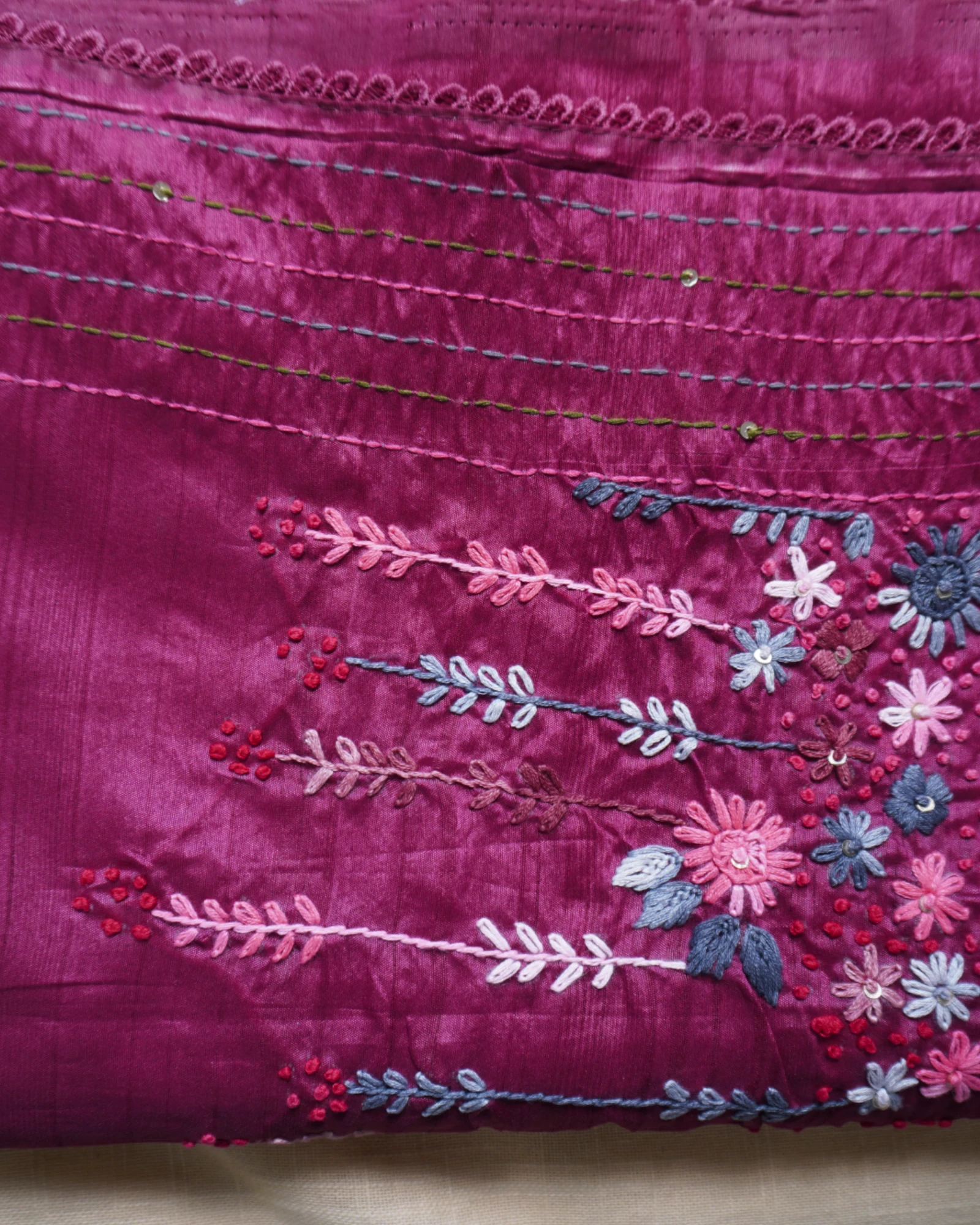 Magenta Geet Handwork Saree