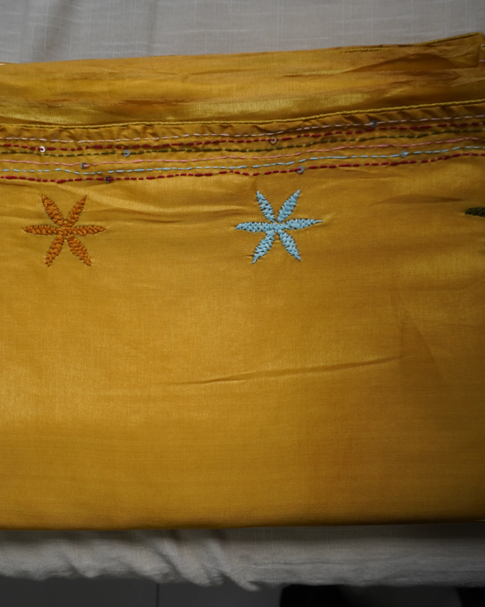 Mustard Geet Handwork Saree