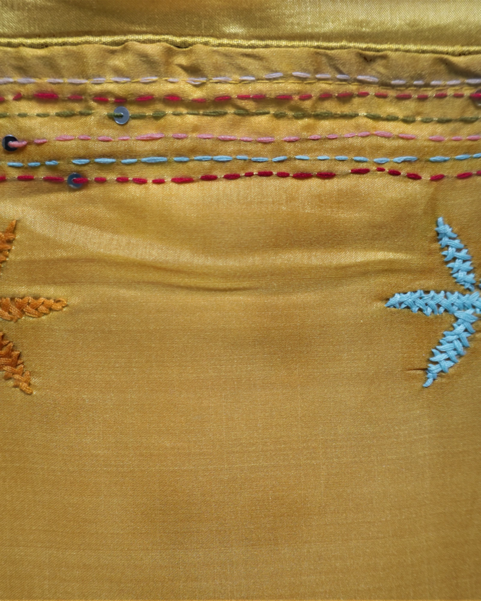 Mustard Geet Handwork Saree