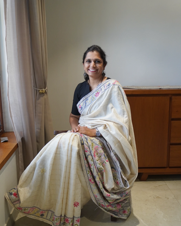 White Geet Handwork Saree