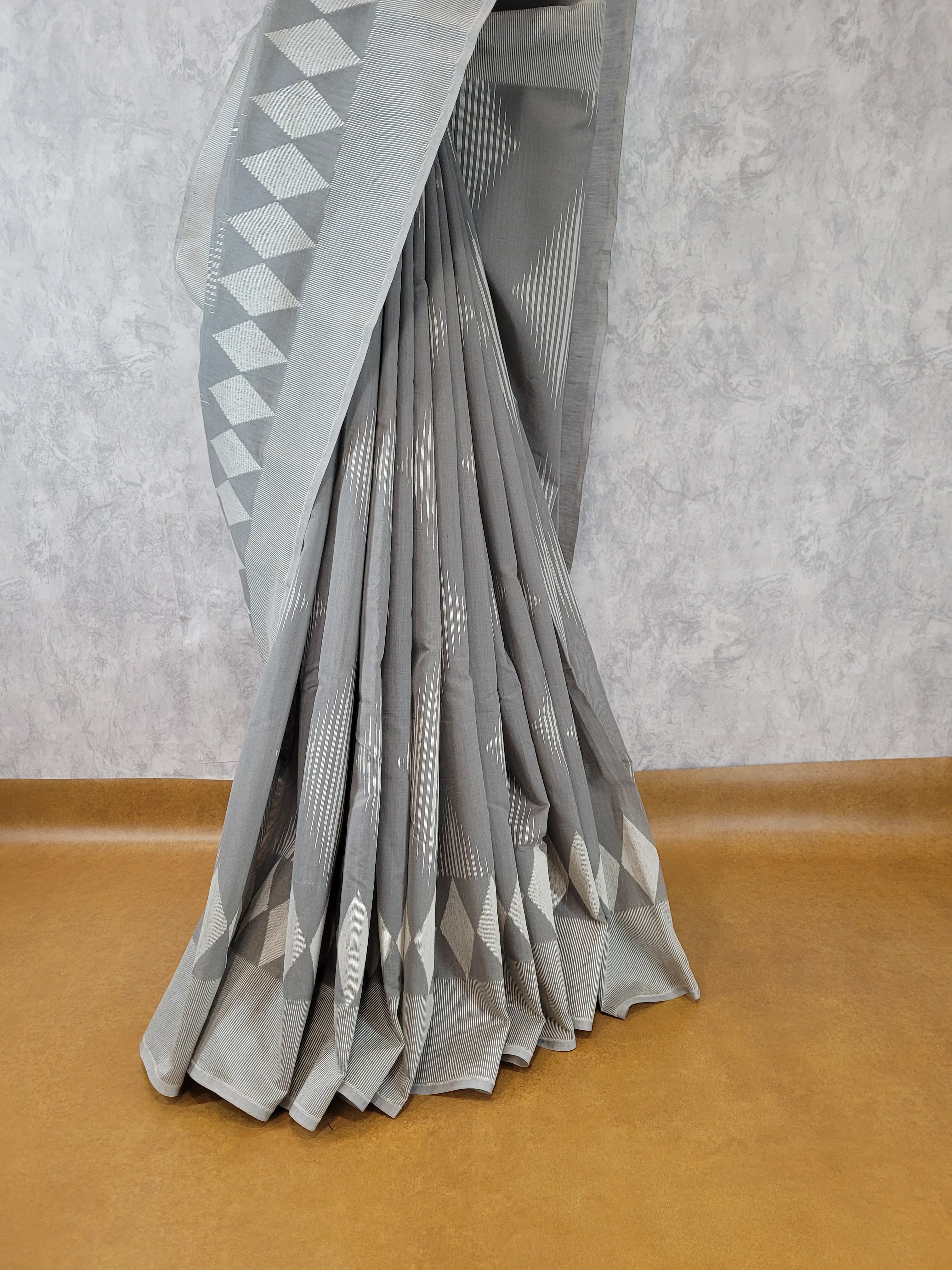 Grey Kesar Cotton Saree
