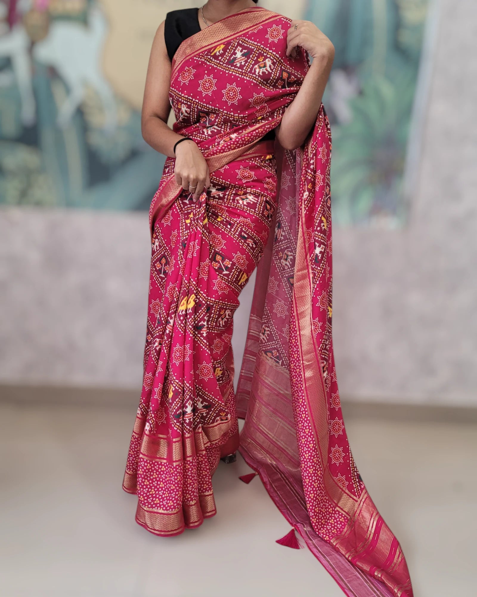 Rasberry Smita Muslin Saree