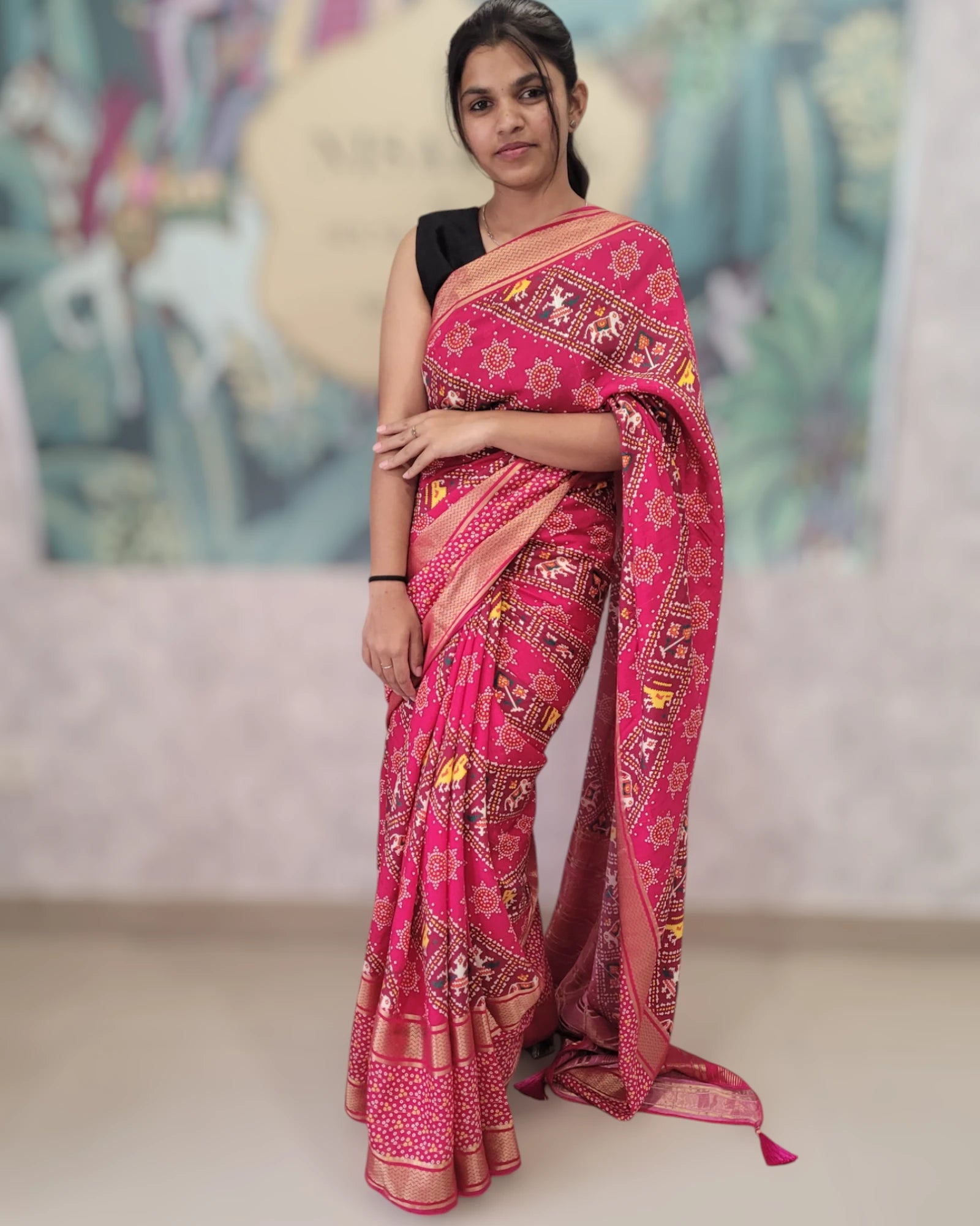 Rasberry Smita Muslin Saree