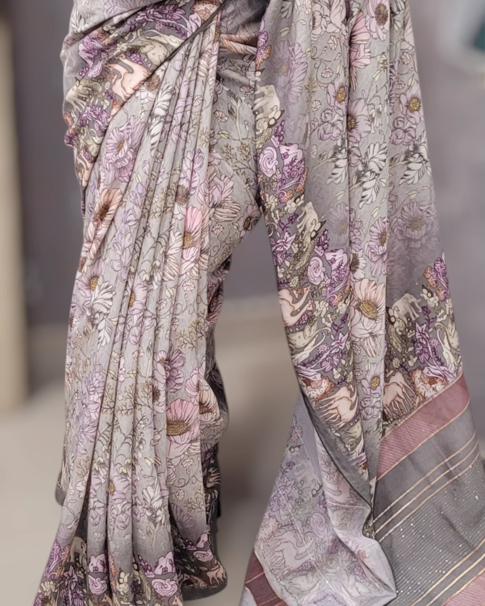 Grey Smita Muslin Saree