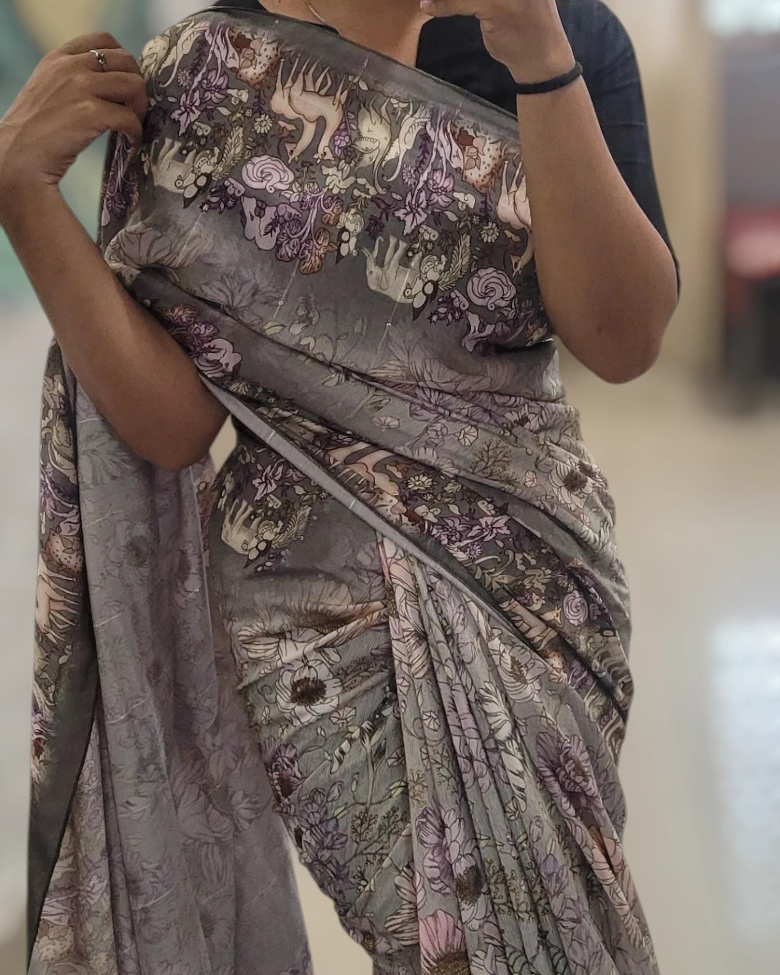 Grey Smita Muslin Saree