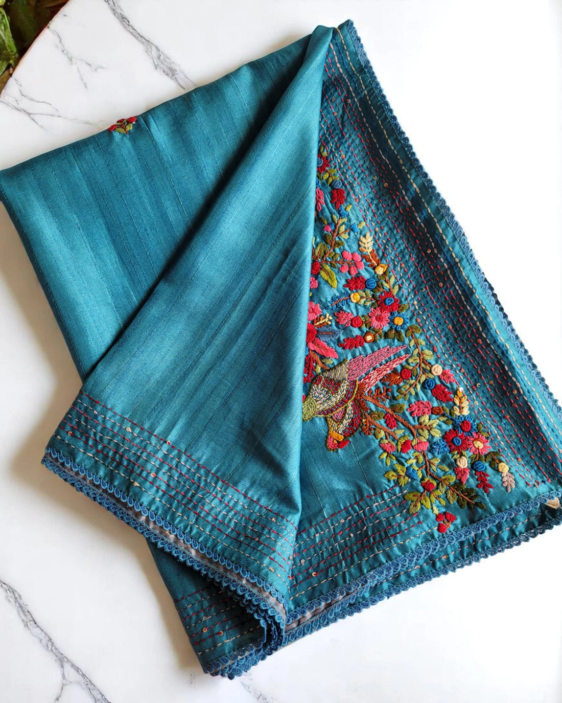 Blue Geet Handwork Saree