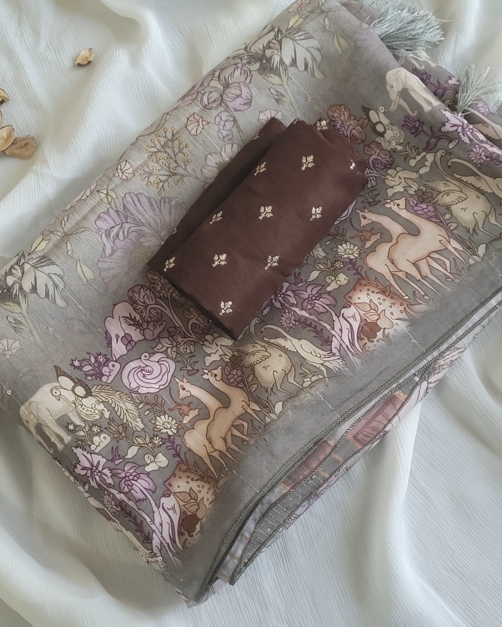 Grey Smita Muslin Saree