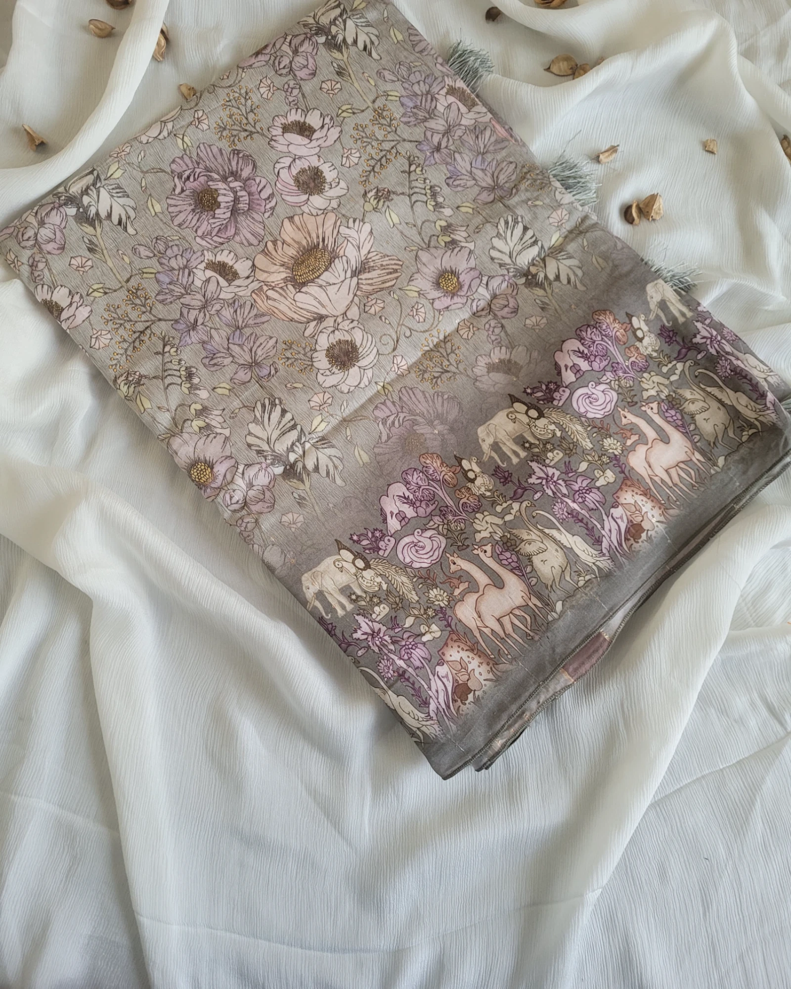 Grey Smita Muslin Saree