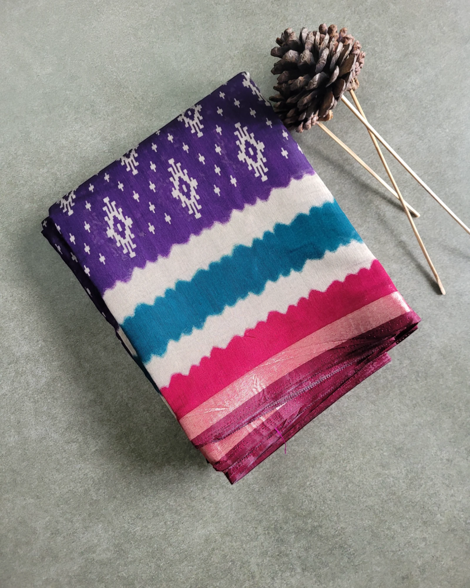 Purple Triveni Cotton Saree