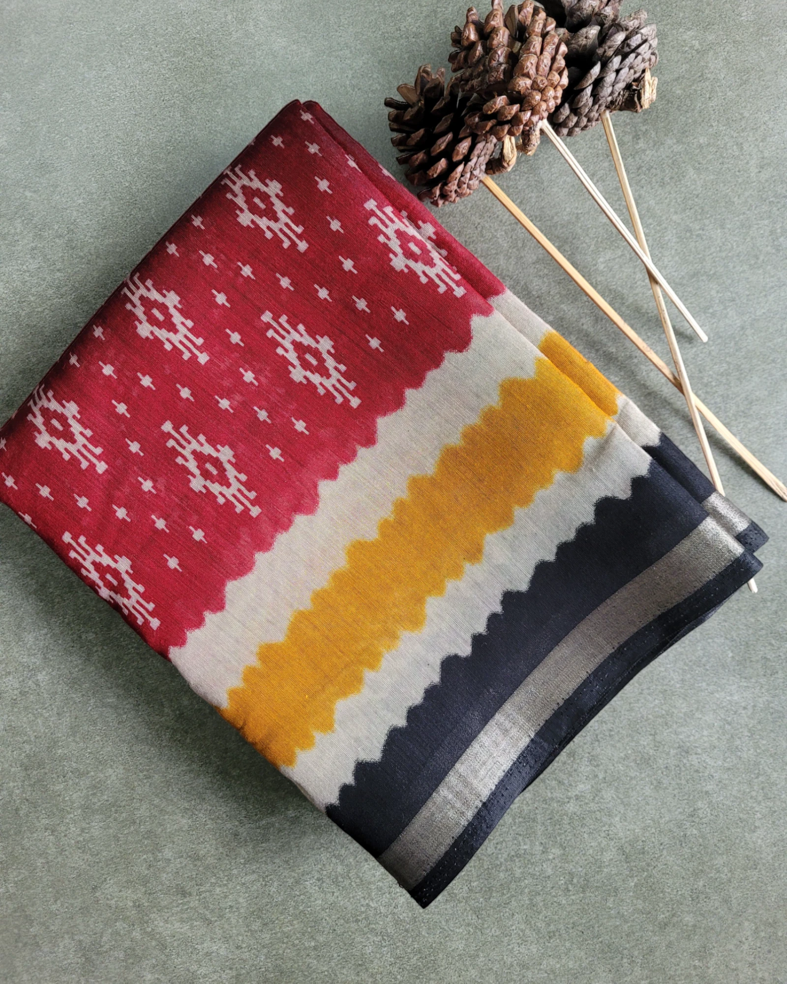 Red Triveni Cotton Saree