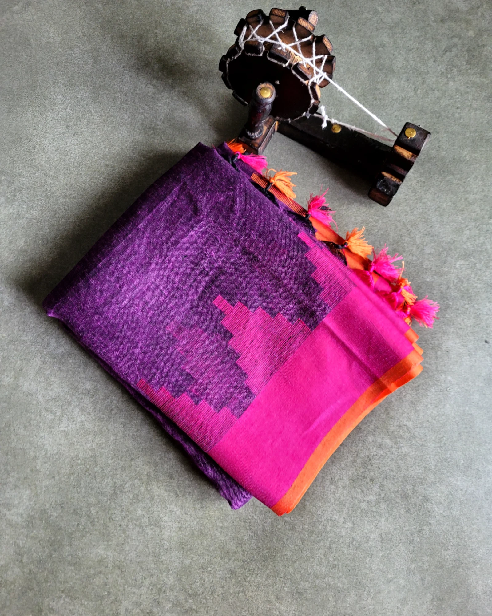 Purple Mandira Linen Saree