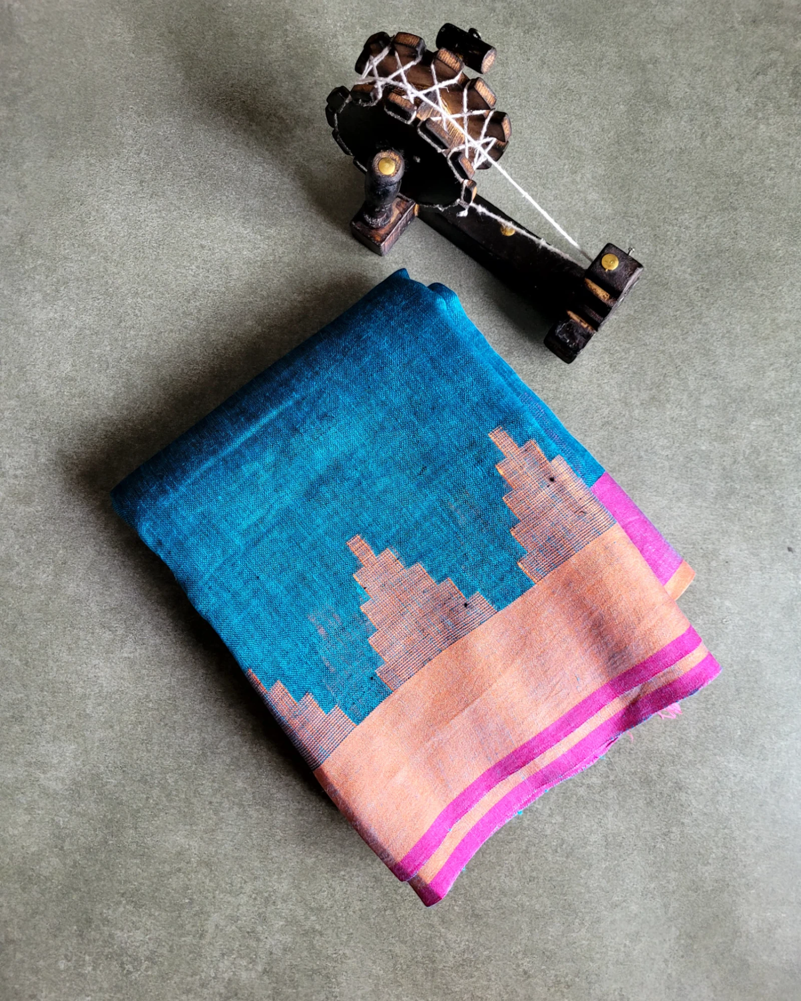 Blue Mandira Linen Saree