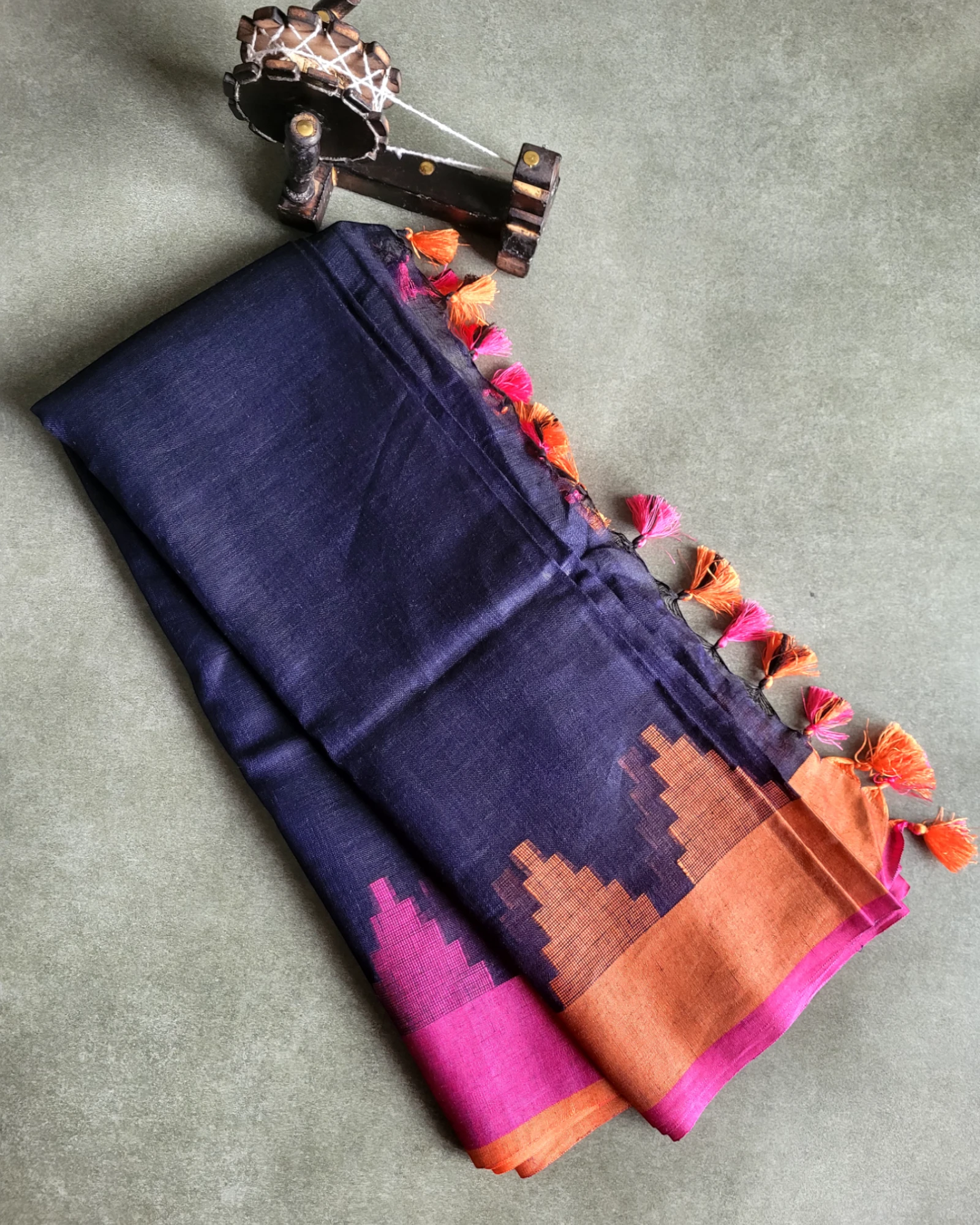 Denim Mandira Linen Saree