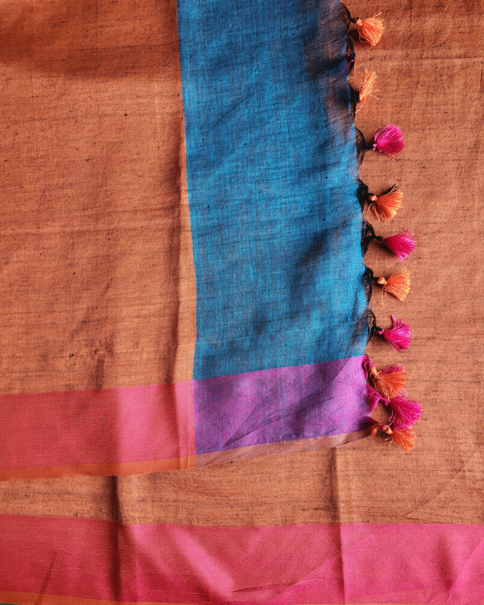 Blue Mandira Linen Saree