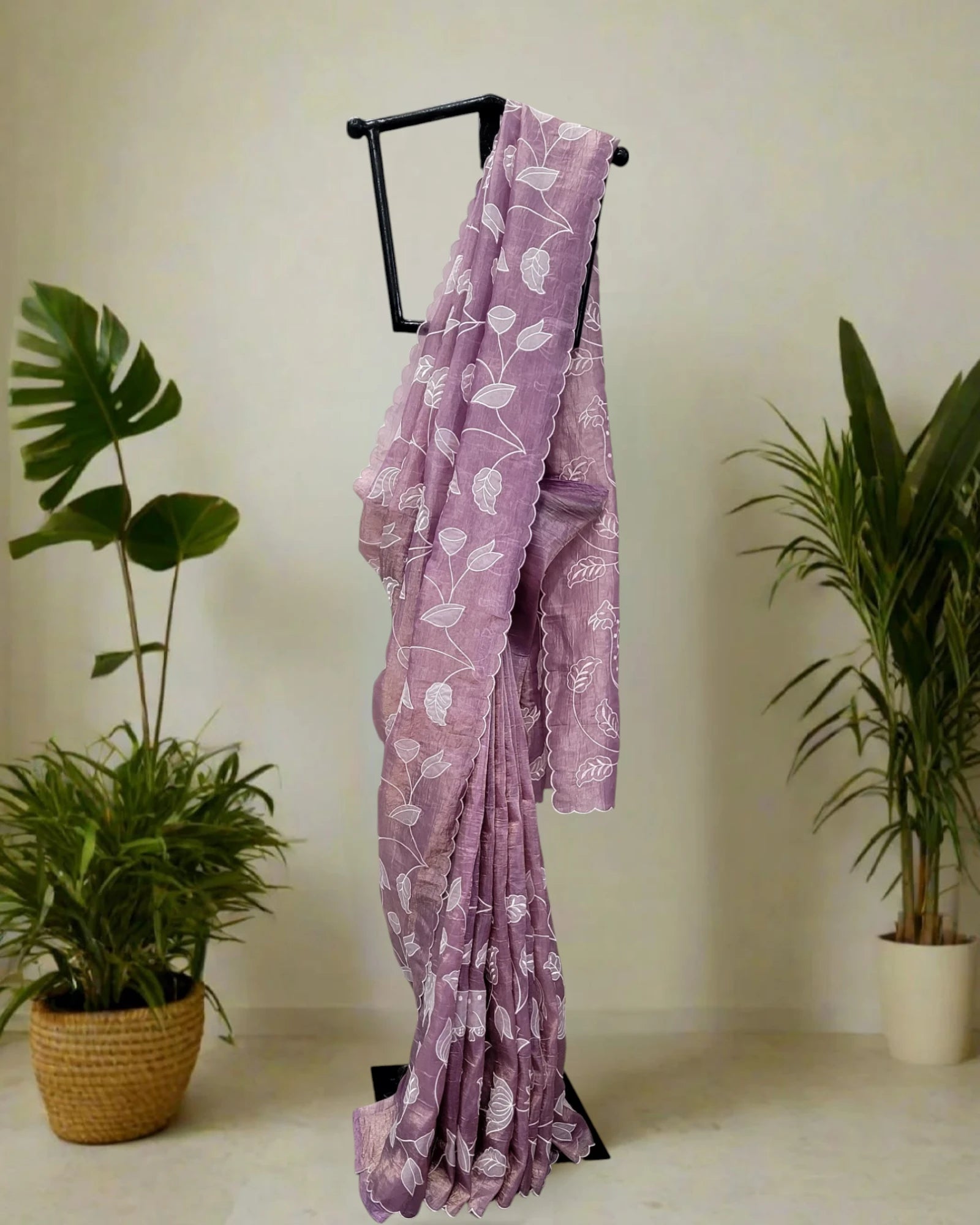Mauve Tarini Saree(Lotus Embriodered blouse)