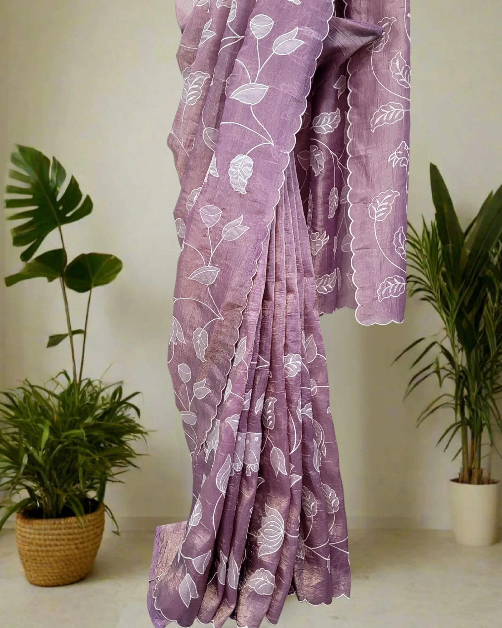 Mauve Tarini Saree(Lotus Embriodered blouse)