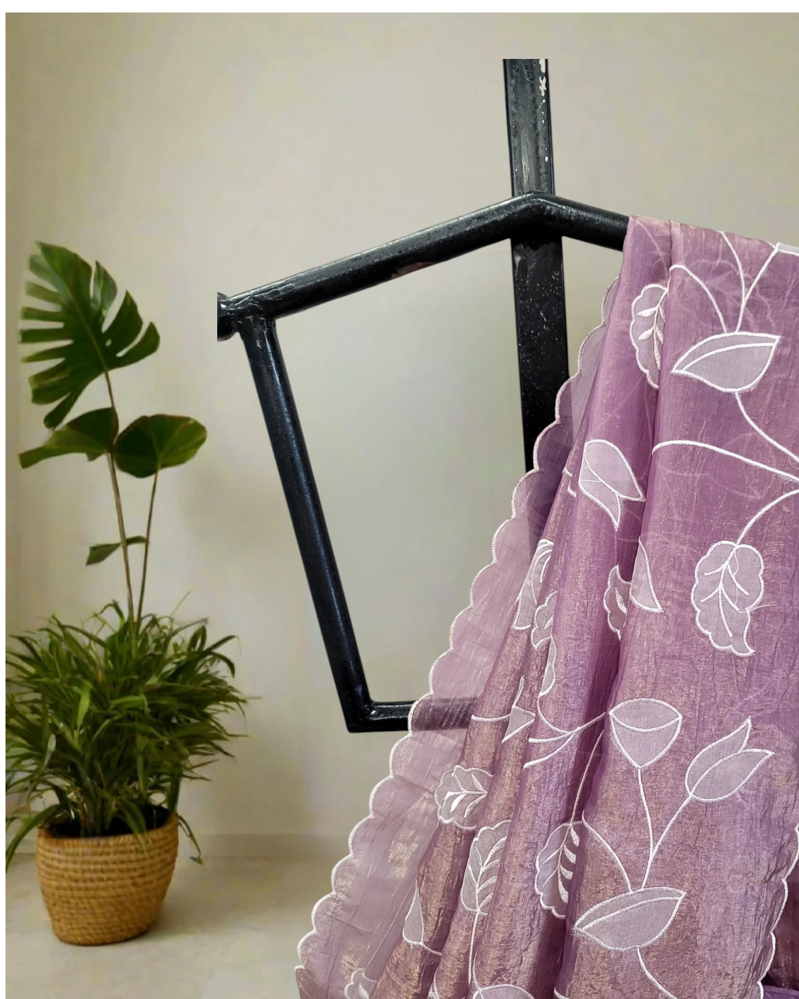Mauve Tarini Saree(Lotus Embriodered blouse)