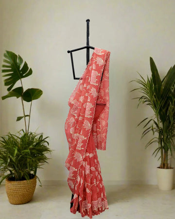 Orange Tarini Organza Saree