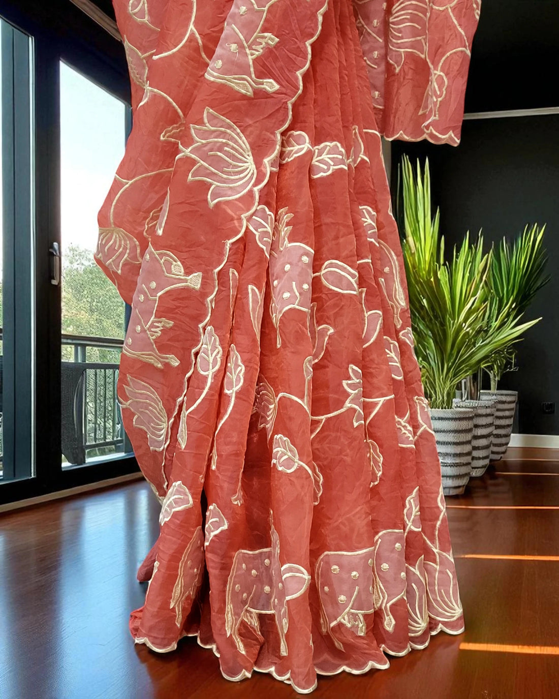 Orange Tarini Organza Saree