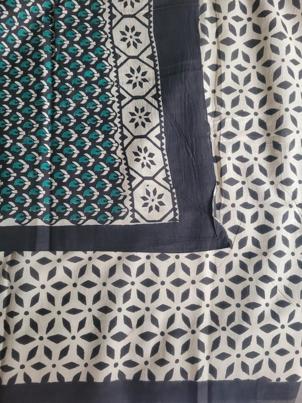 Lemon Handblock Cotton Saree