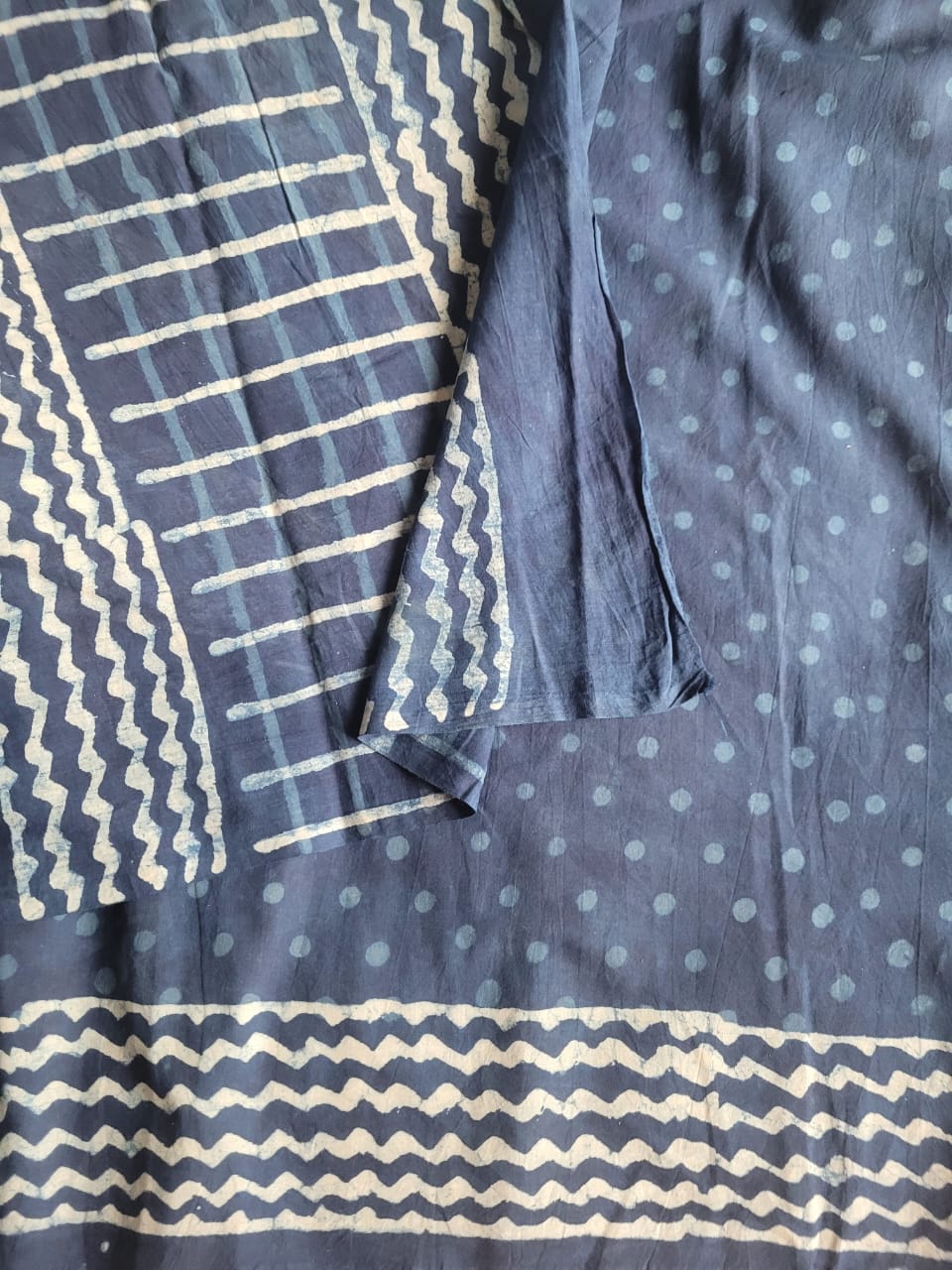 Blue Handblock Cotton Saree