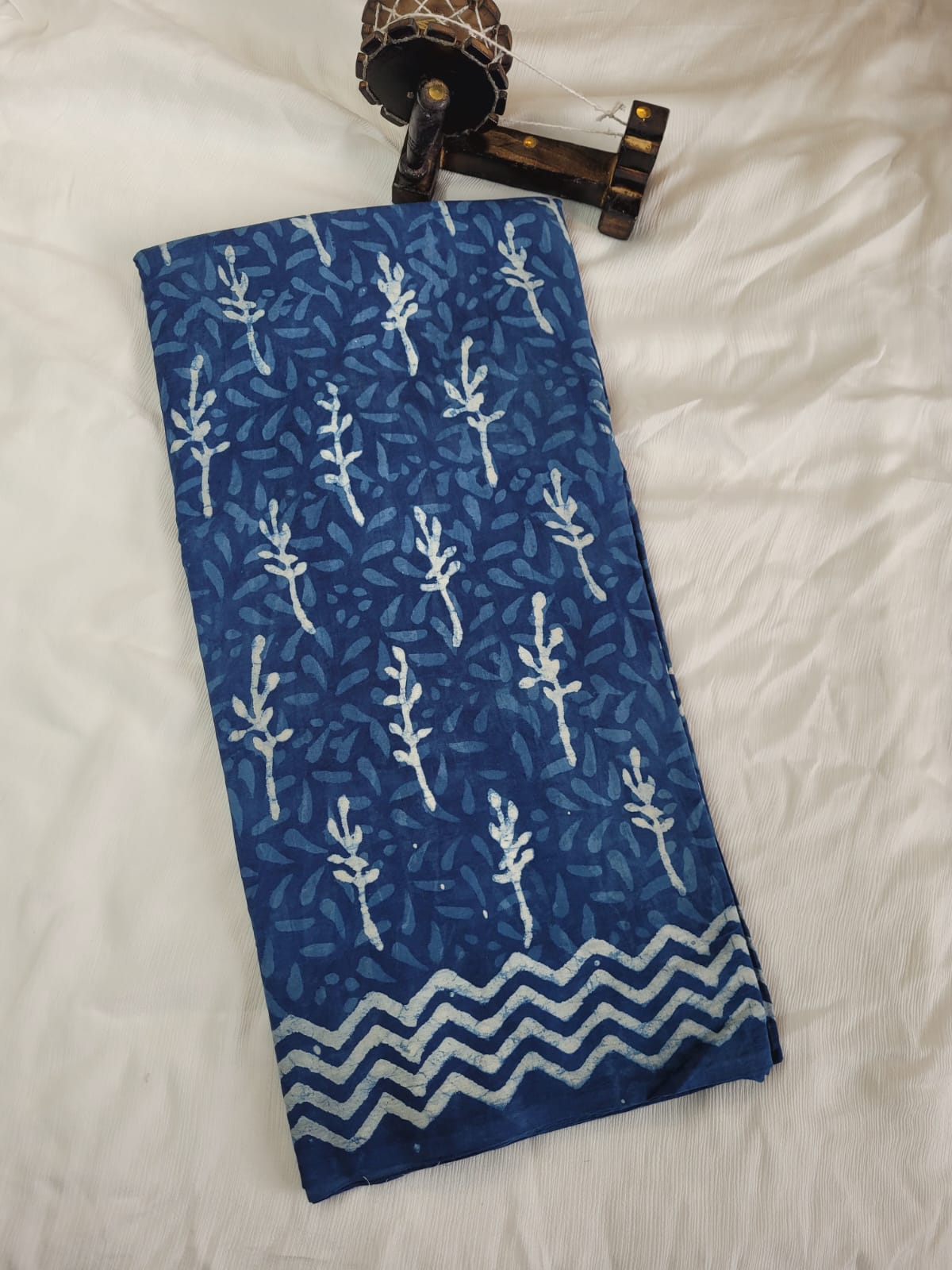 Blue2  Handblock Cotton Saree