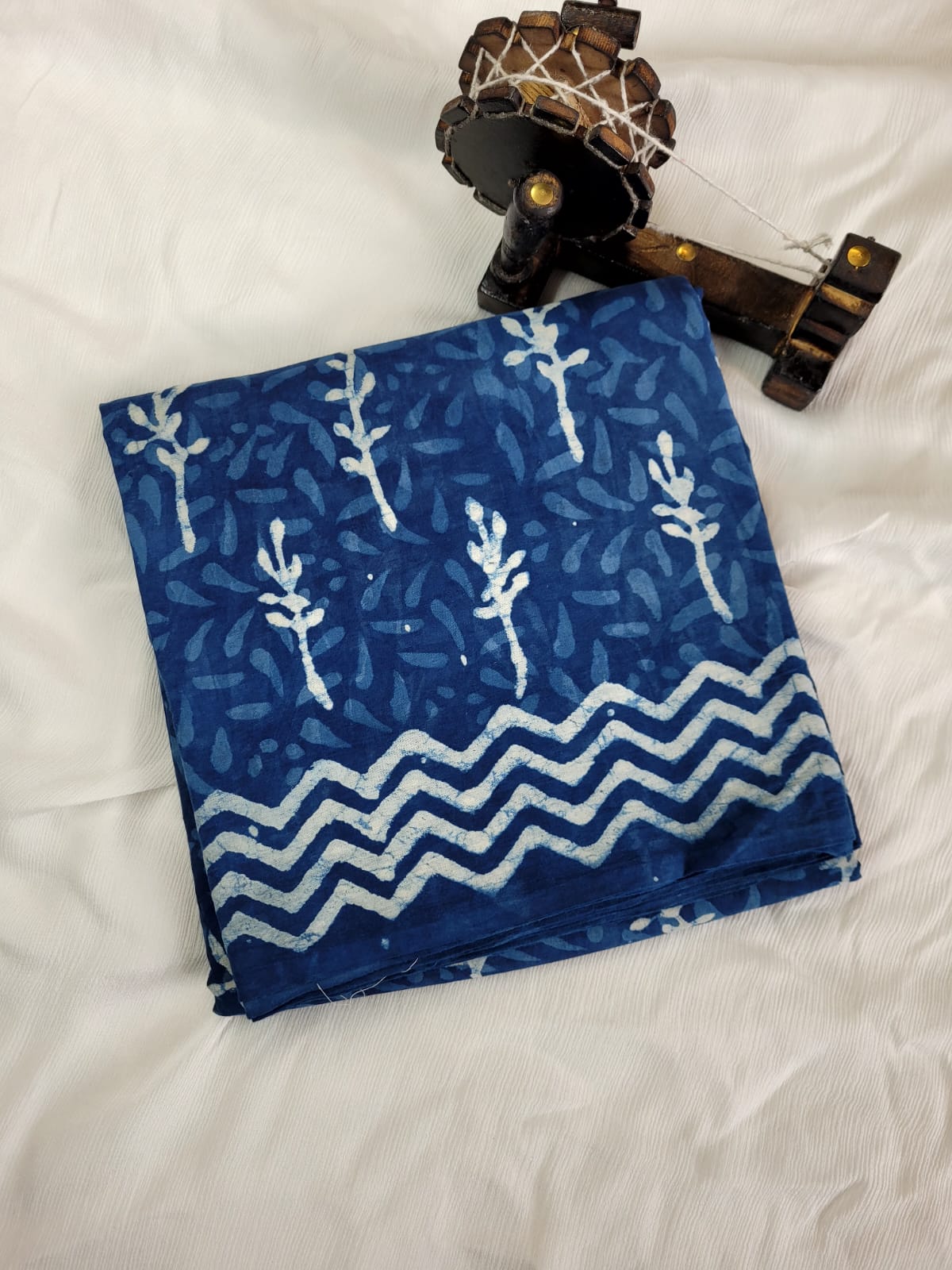 Blue2  Handblock Cotton Saree