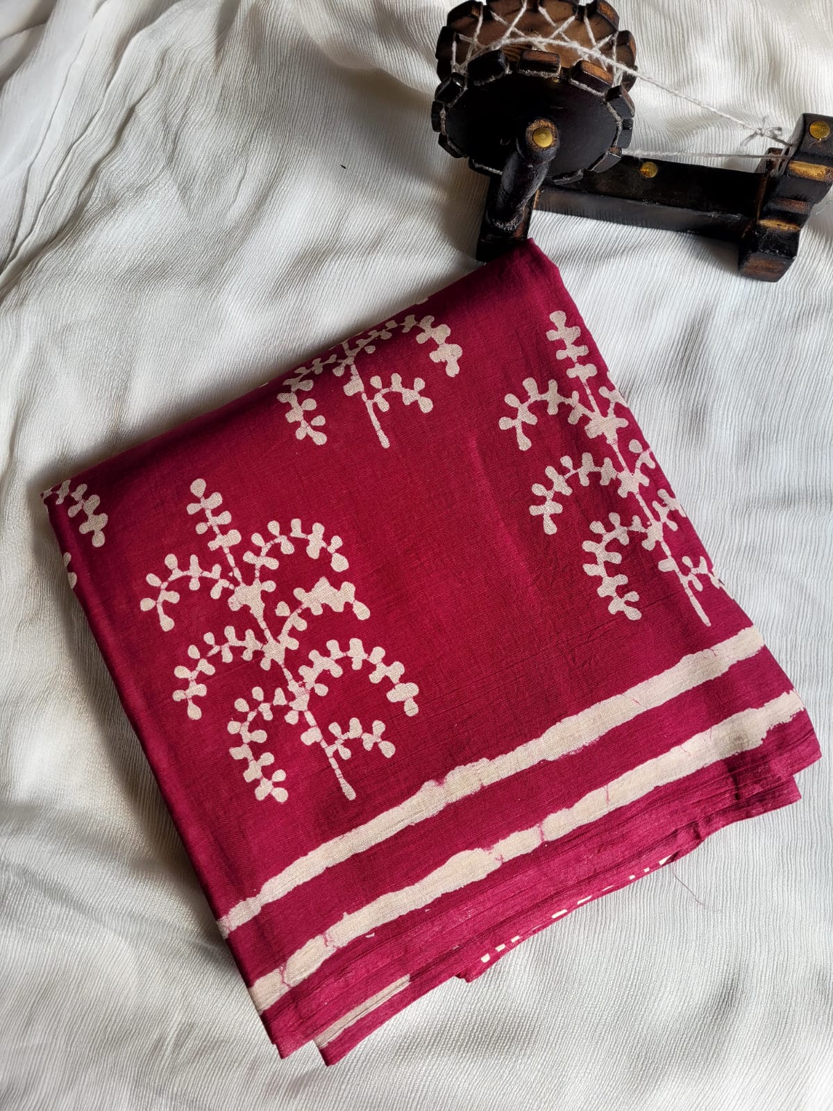 Purple Handblock Cotton Saree