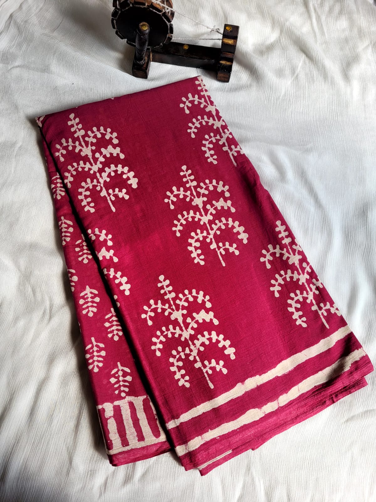 Purple Handblock Cotton Saree