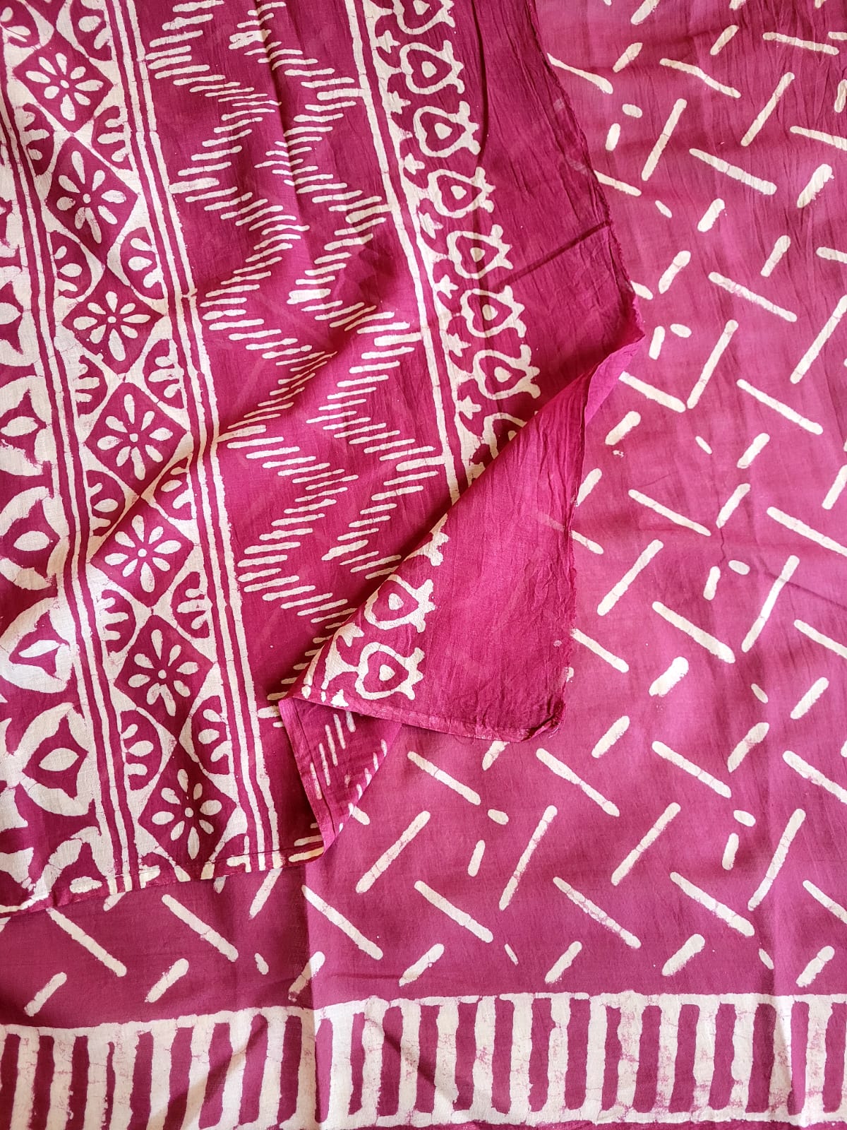 Purple Handblock Cotton Saree