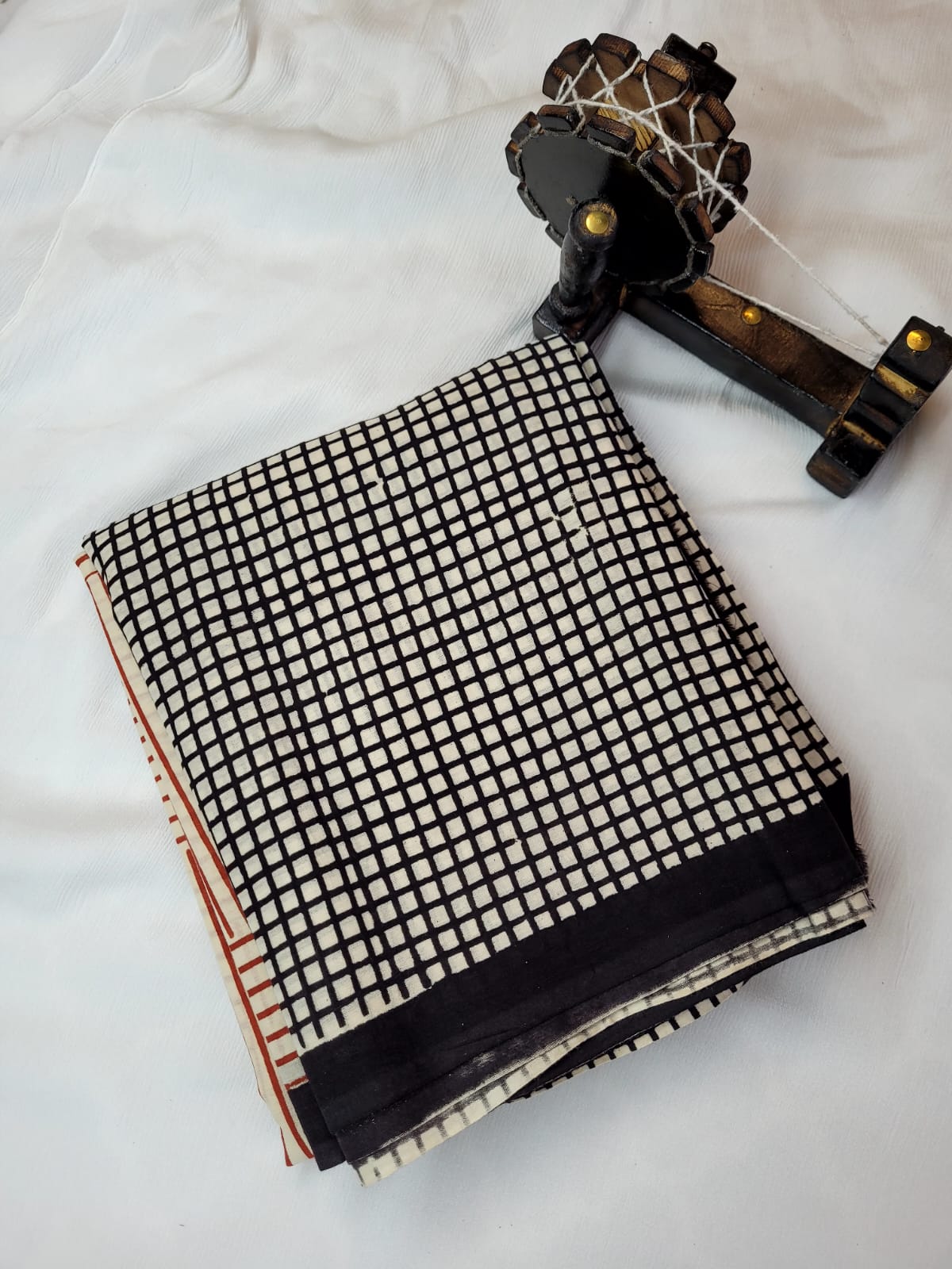 Black2 Handblock Cotton Saree