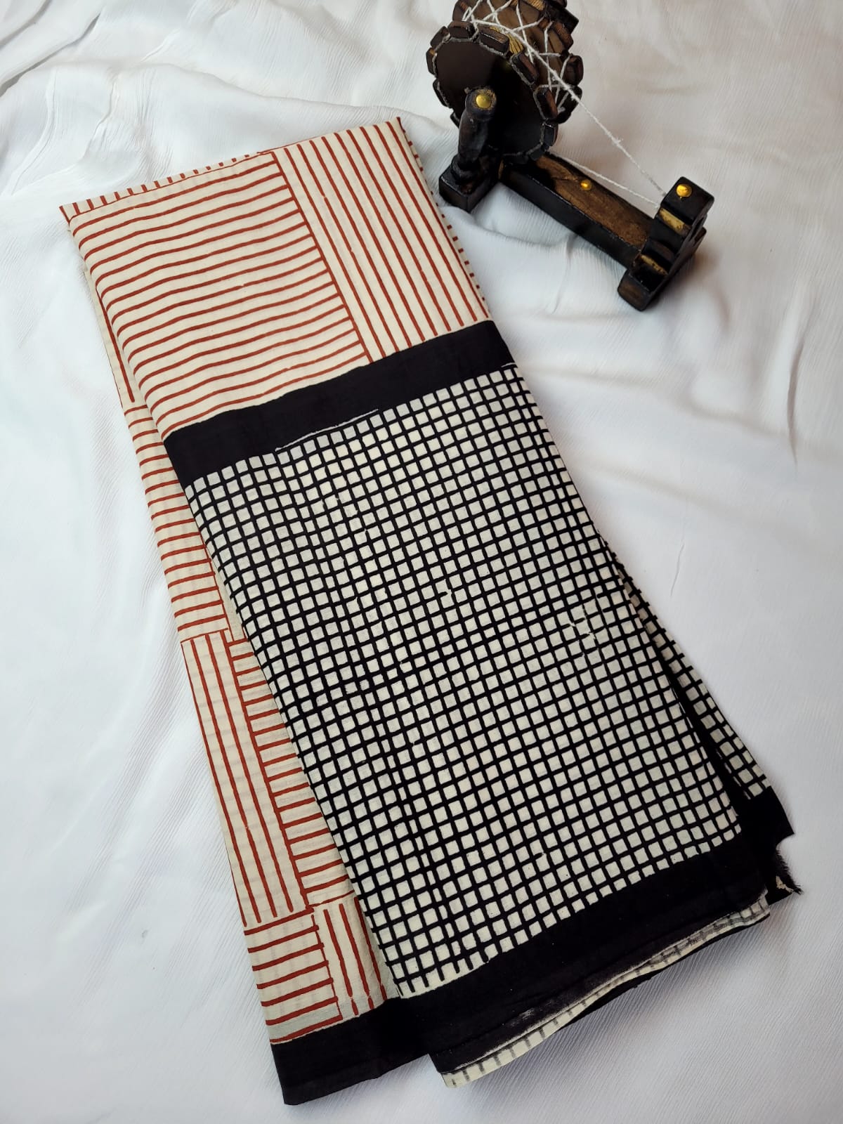 Black2 Handblock Cotton Saree