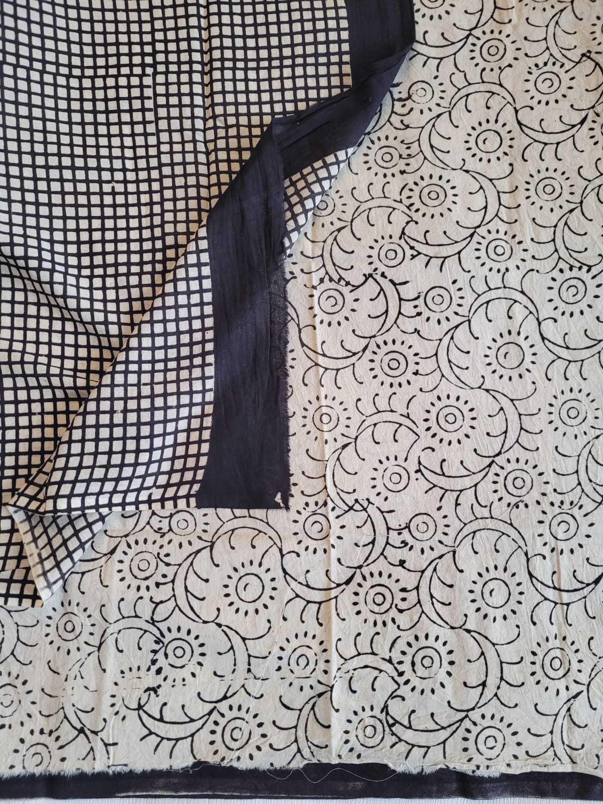 Red Handblock Cotton Saree