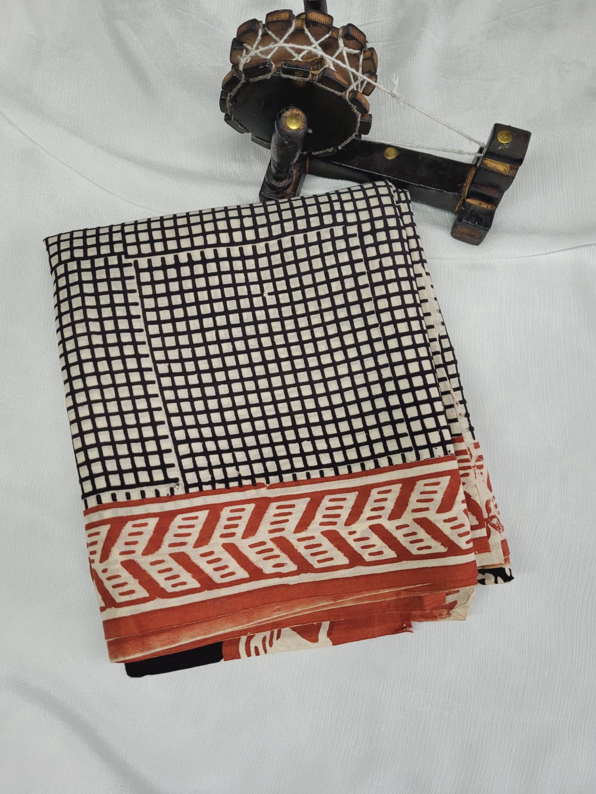 Black1 Handblock Cotton Saree