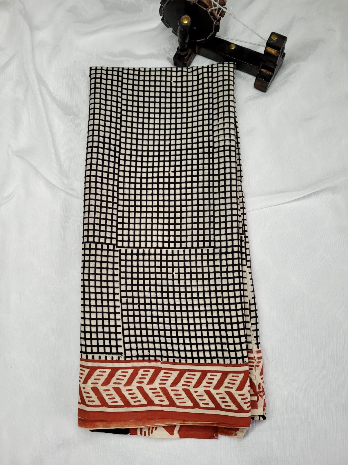 Black1 Handblock Cotton Saree