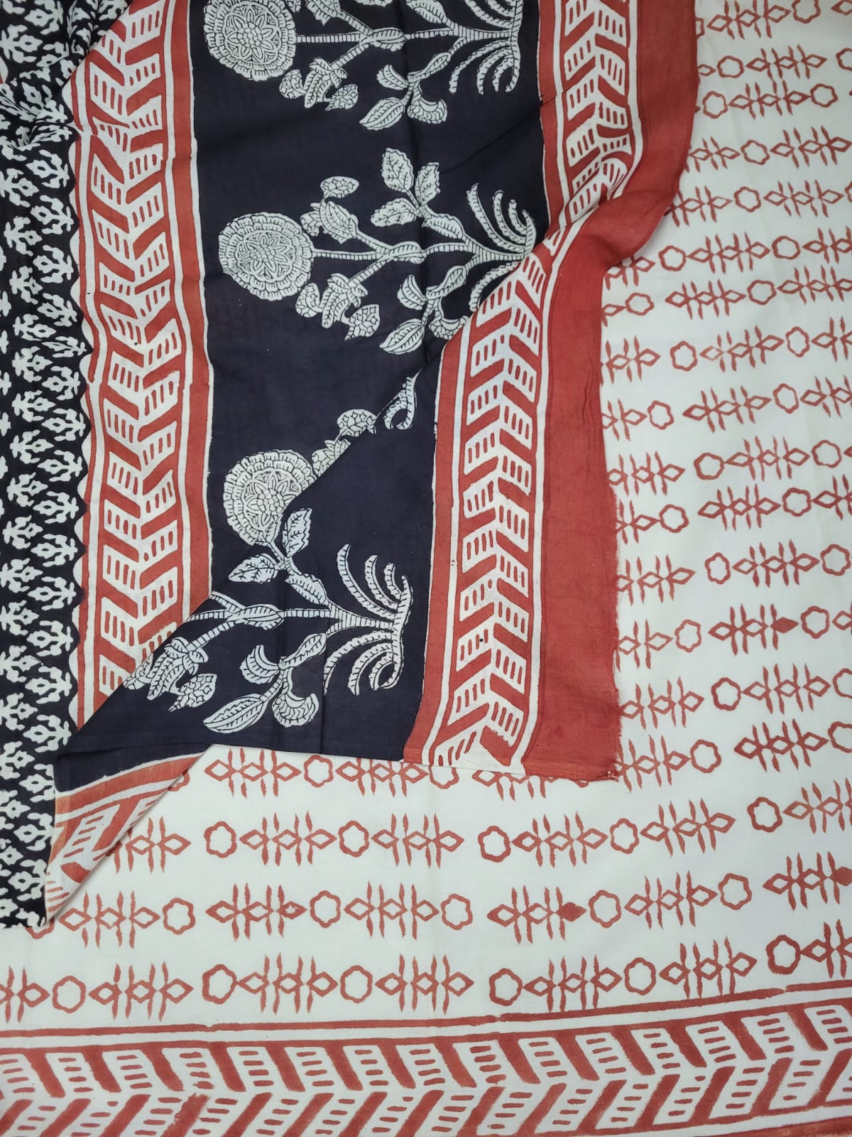 Black1 Handblock Cotton Saree